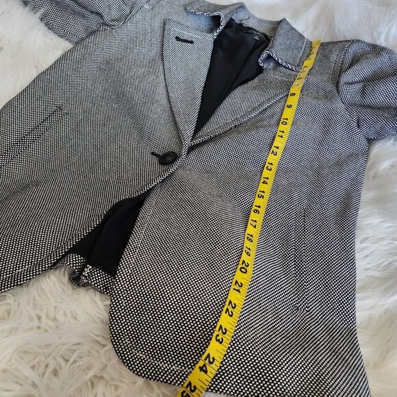 Talbots Tweed Crop Blazer Jacket Women Size 6 Collar Pleated Black Black Cotton - Picture 7 of 14